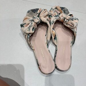 Loeffler Randall Women's Bow Slide Sandals - Cream and Black